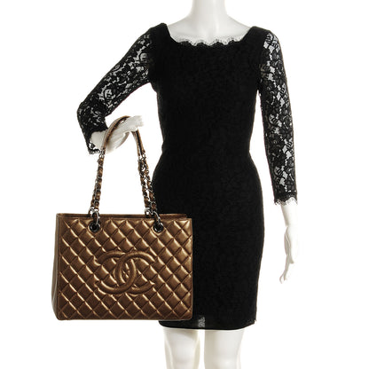 Chanel Metallic Caviar Grand Shopping Tote GST Khaki 2 of 9