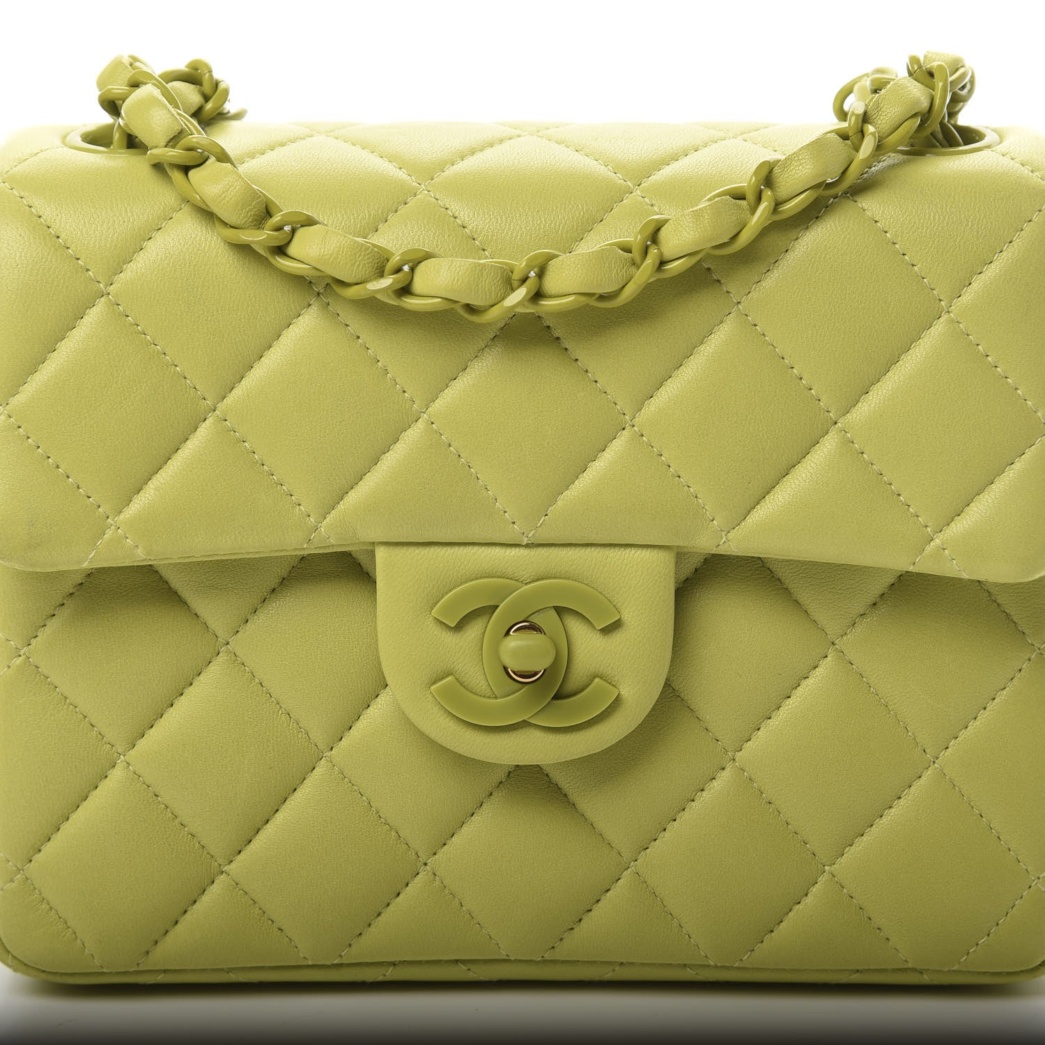 Chanel Lambskin Quilted Mini Square Flap Green 9 of 16