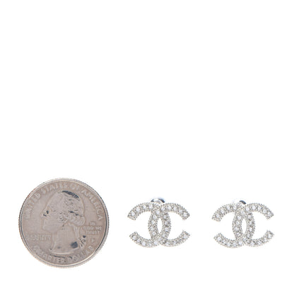 Chanel Crystal CC Earrings Silver 2 of 5