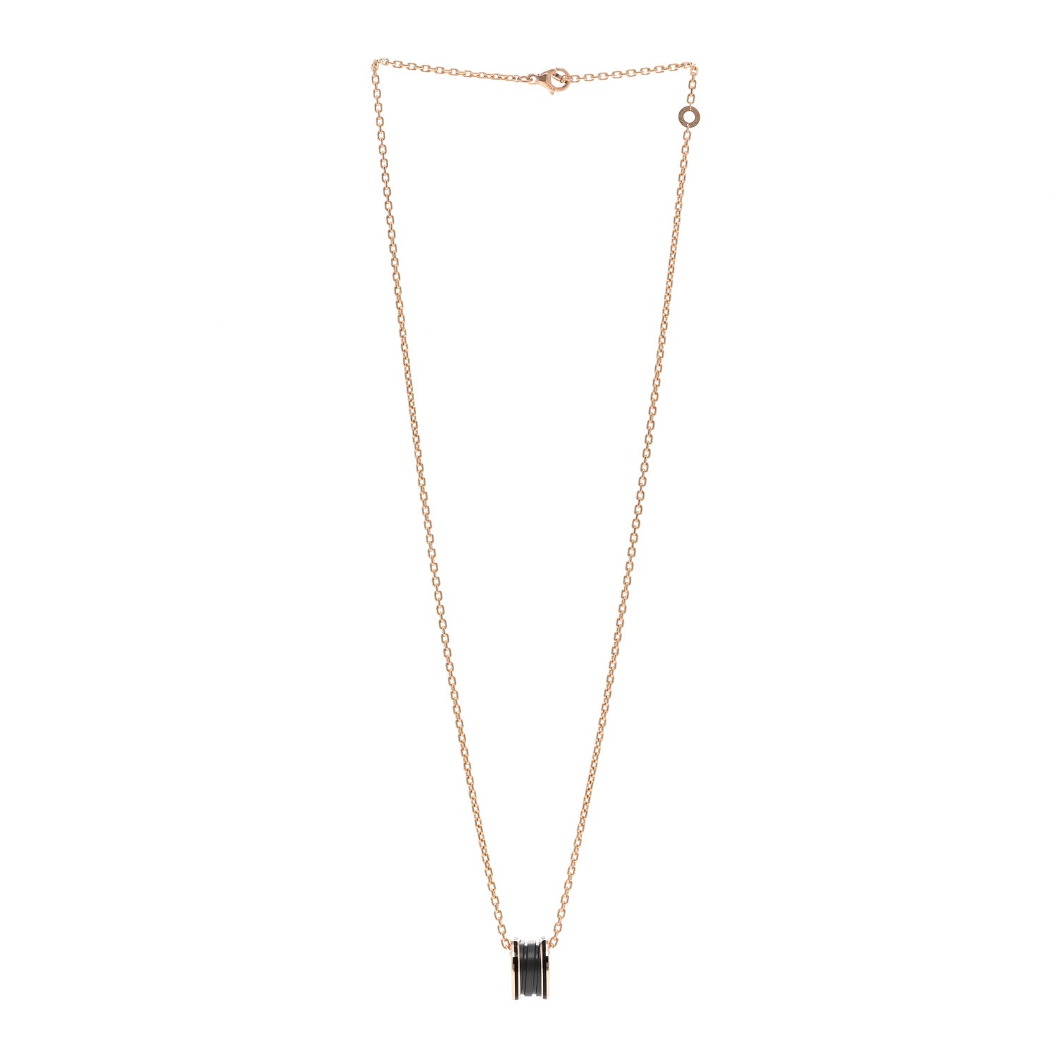 Bulgari 18K Rose Gold Black Matte Ceramic B.Zero1 Pendant Necklace 3 of 5