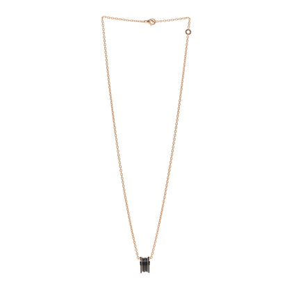 Bulgari 18K Rose Gold Black Matte Ceramic B.Zero1 Pendant Necklace 3 of 5