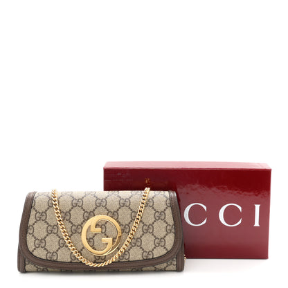 Gucci GG Supreme Monogram Textured Dollar Calfskin Blondie Continental Chain Wallet Beige Ebony New Acero 11 of 11