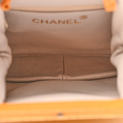 Chanel Satin Quilted CC Kiss Lock Evening Clutch Yellow 5 of 8