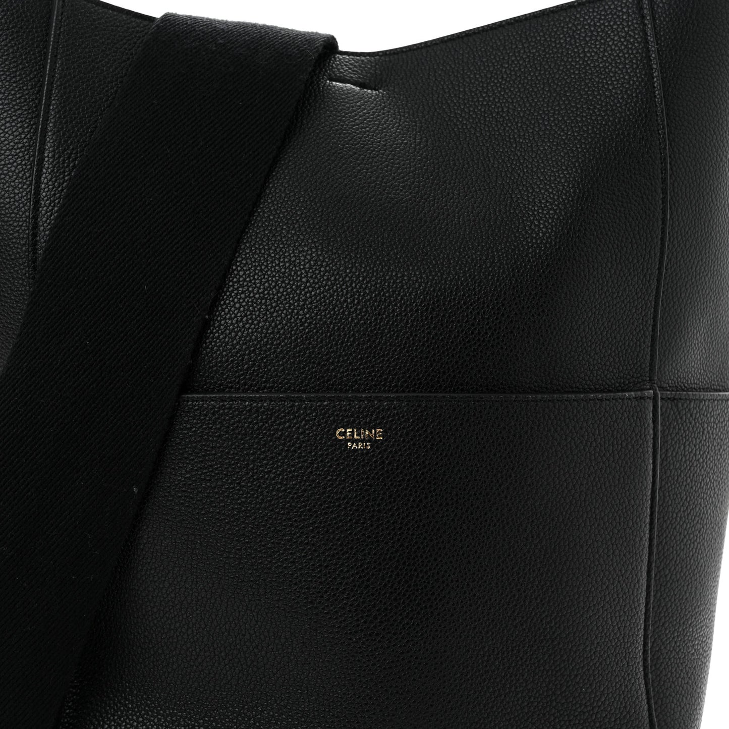 Soft Grained Calfskin Sangle Bucket Bag Black
