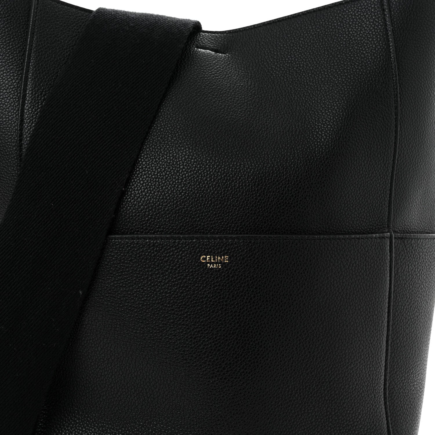 Celine Soft Grained Calfskin Sangle Bucket Bag Black 8 of 11