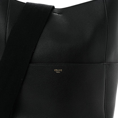 Celine Soft Grained Calfskin Sangle Bucket Bag Black 8 of 11