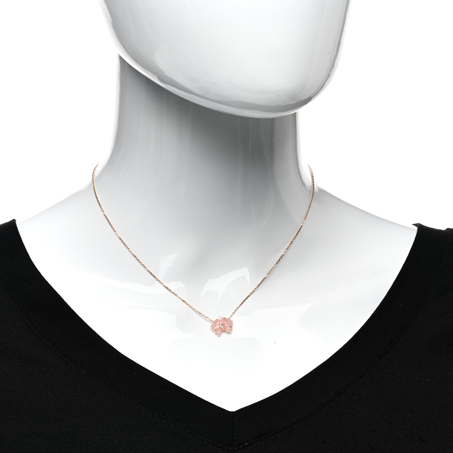 18K Pink Gold Rose Quartz Diamond Caresse D'Orchidees Par Cartier Pendant Necklace