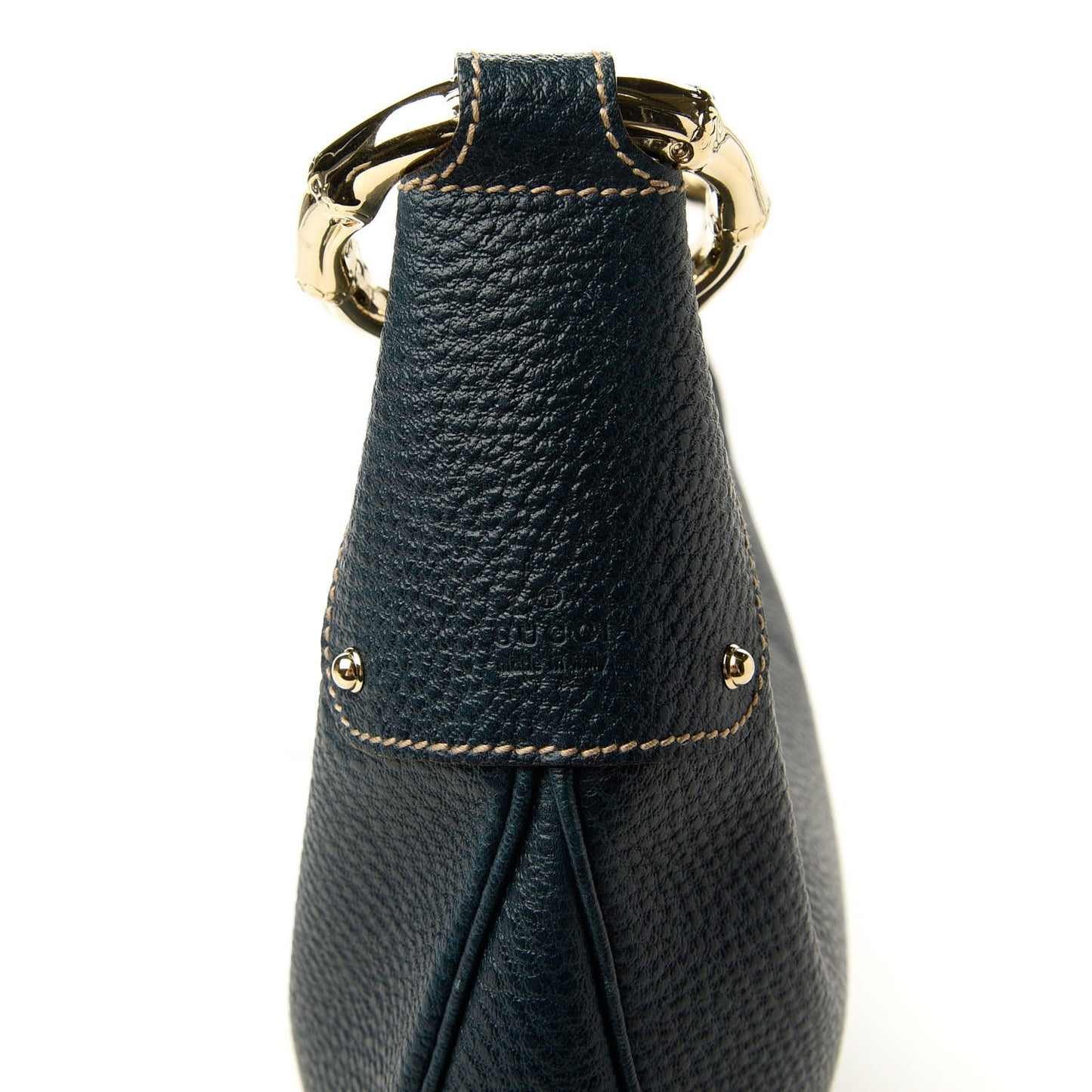 Calfskin Half Moon Bamboo Ring Hobo Blue