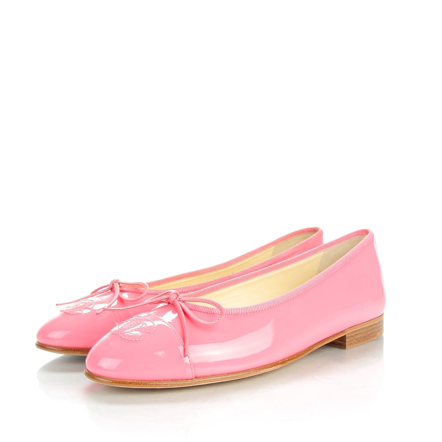 Patent Cap Toe Ballerina Flats 36 Light Pink