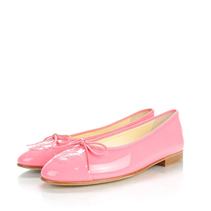 Chanel Patent Cap Toe Ballerina Flats 36 Light Pink 3 of 8
