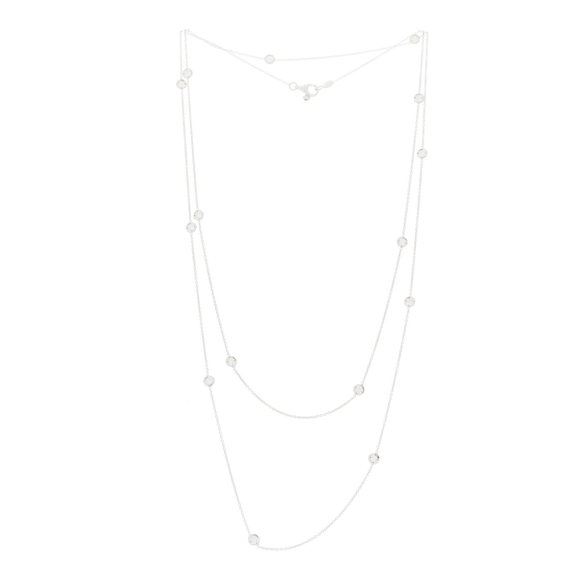 Roberto Coin 18K White Gold Diamond .75ct Diamonds By The Inch Ten Station Necklace 2 of 6