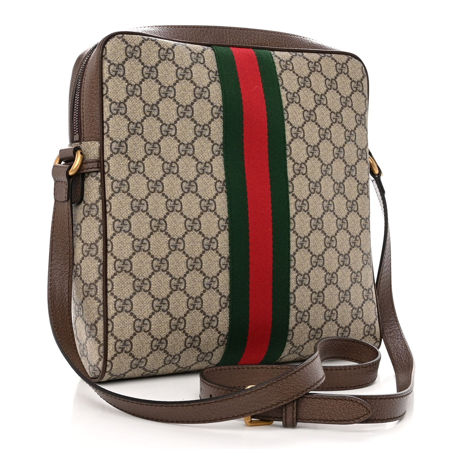 GG Supreme Monogram Web Medium Ophidia Messenger Bag Brown