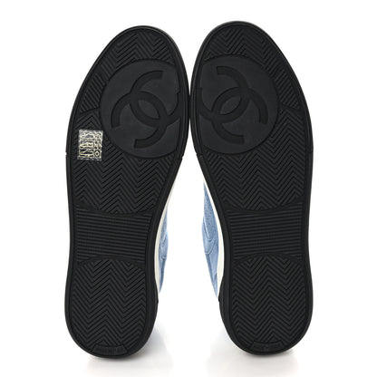 Chanel Suede Calfskin Womens CC Sneakers 41 Blue 5 of 8