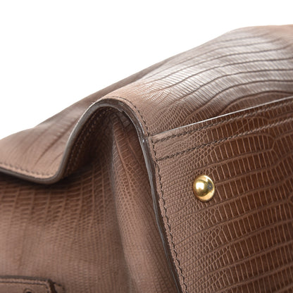 Saint Laurent Lizard Calfskin Embossed Medium Cabas ChYc Brown 12 of 19