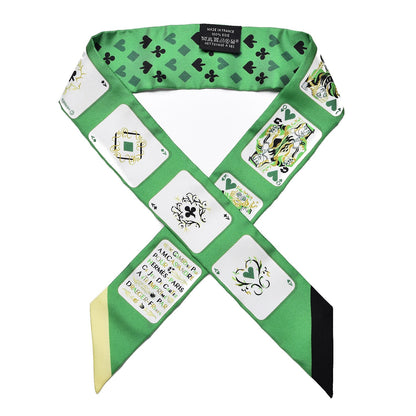 Hermes Silk Jeu de Cartes Twilly Vert Emeraude Black Jaune Soufre 1 of 5