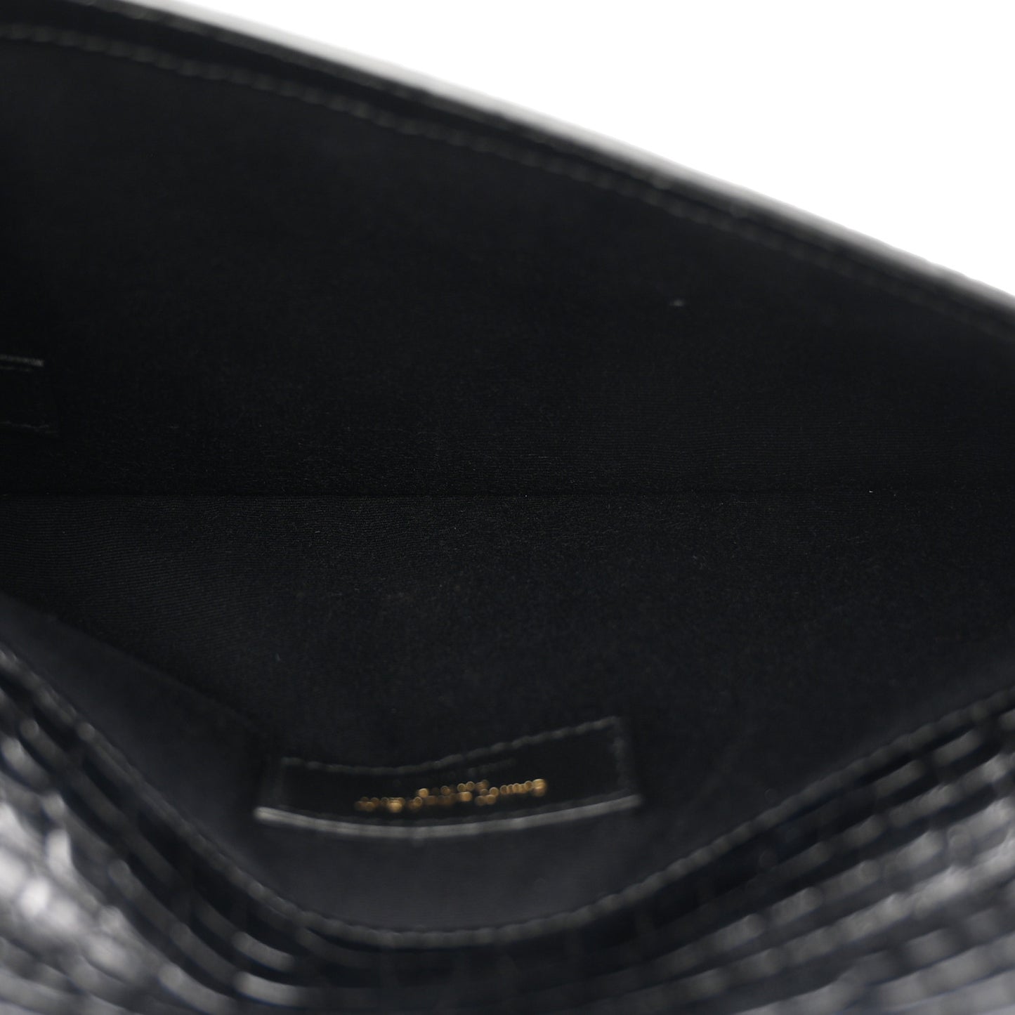 Calfskin Crocodile Embossed Uptown Monogram Pouch Black