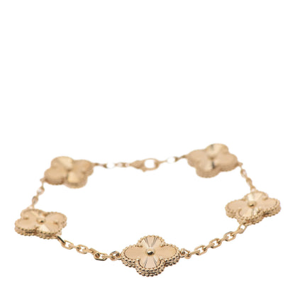 Van Cleef & Arpels 18K Yellow Gold 5 Motifs Guilloche Vintage Alhambra Bracelet 1 of 7
