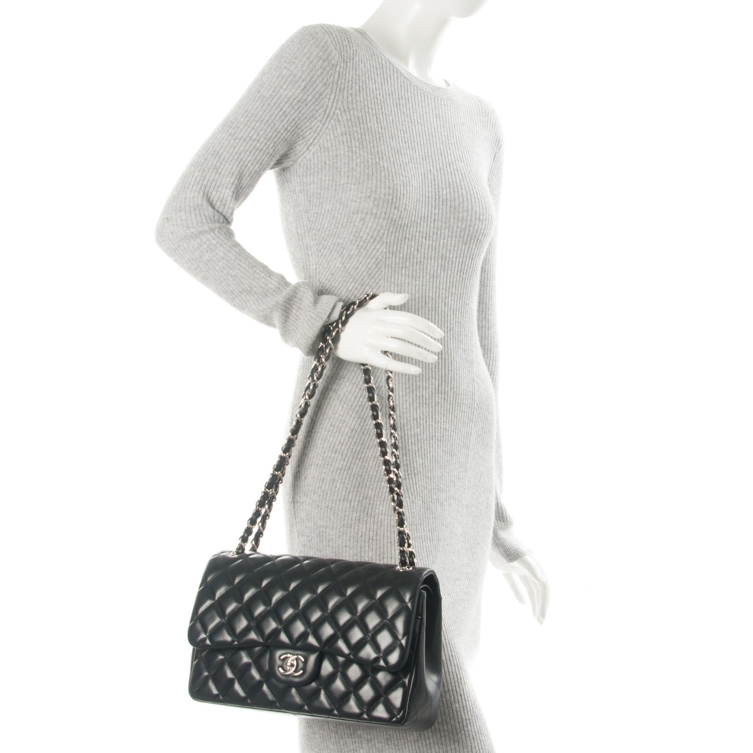 Chanel Lambskin Quilted Jumbo Double Flap Black 2 of 7