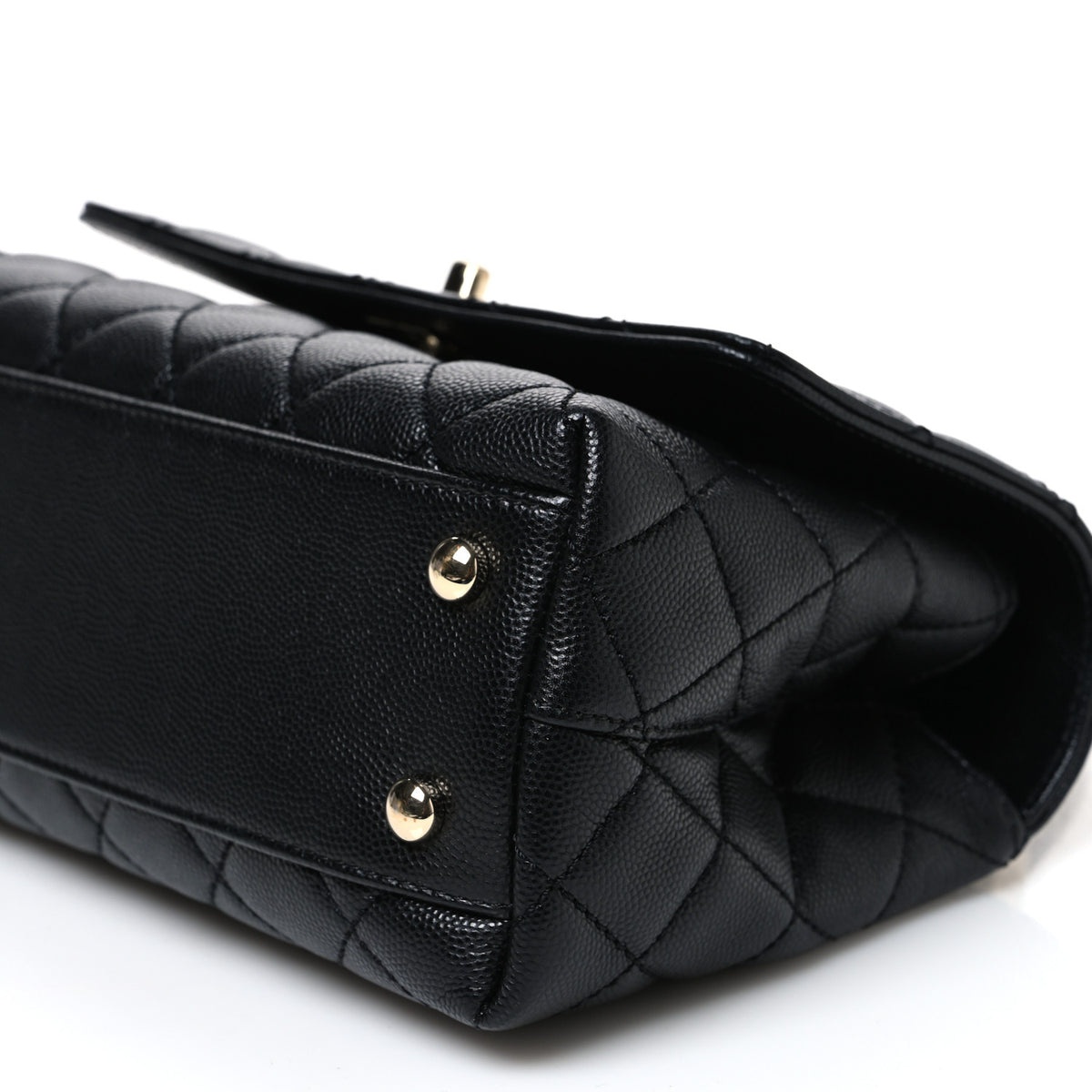 Caviar Quilted Mini Coco Handle Flap Black