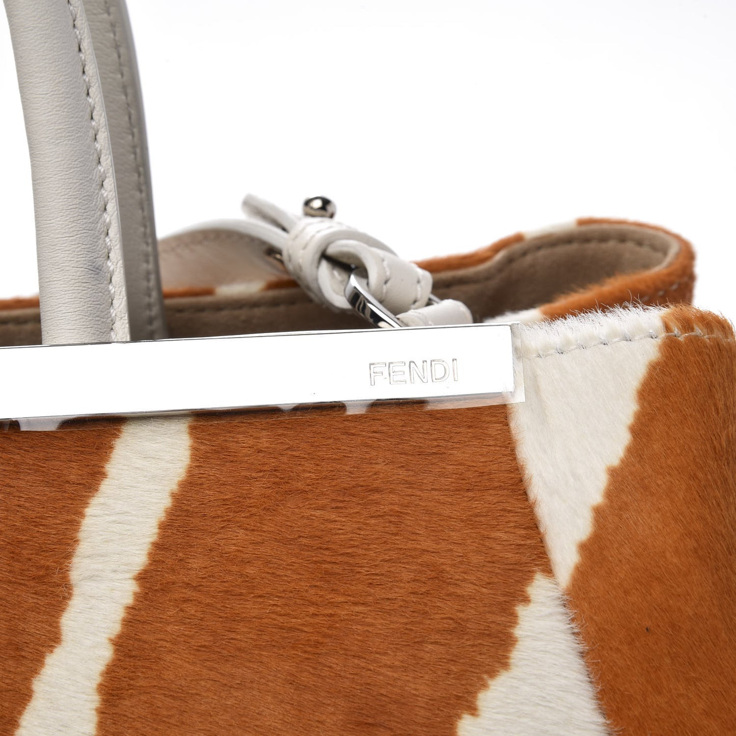 Calf Hair Zebra Print Regular 2Jours Tote Orange White