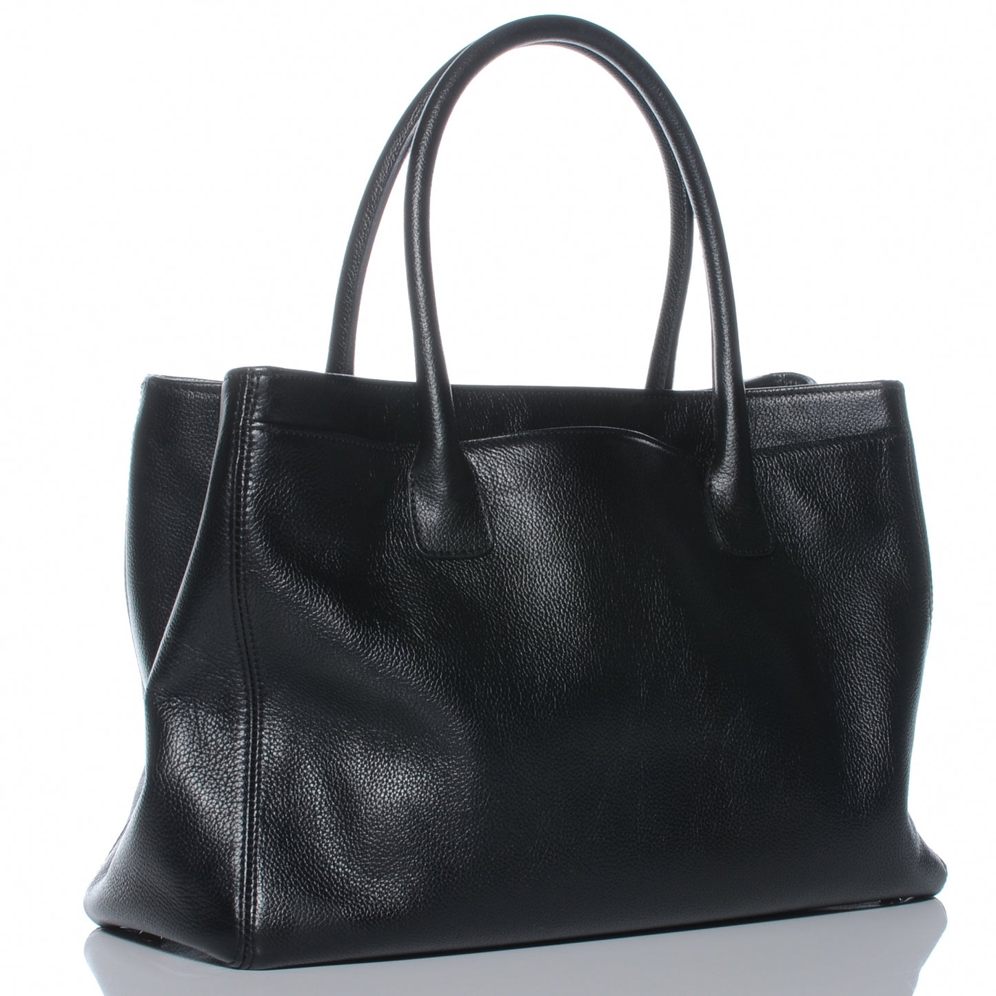 Calfskin Cerf Executive Shopper Tote Black