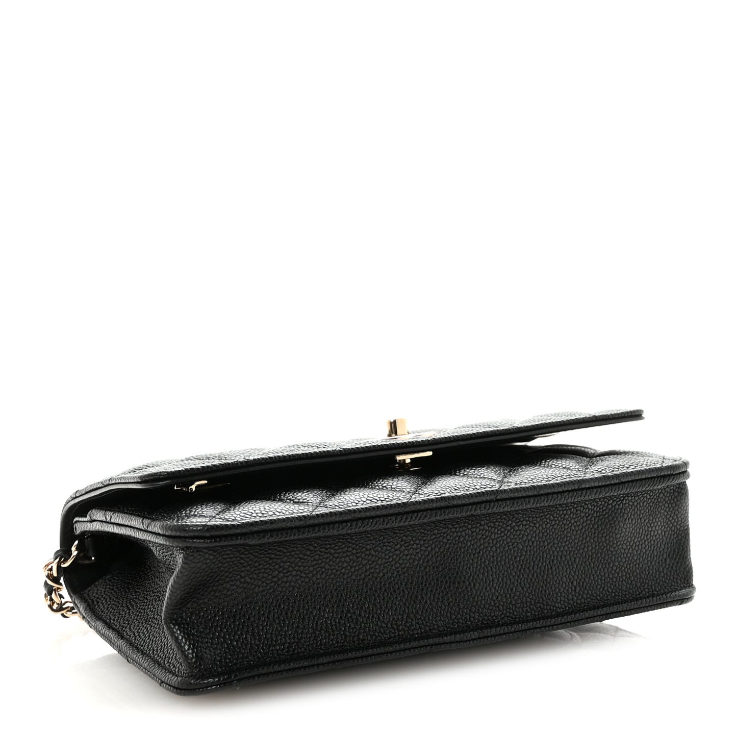 Caviar Quilted Bow Wallet On Chain WOC Black