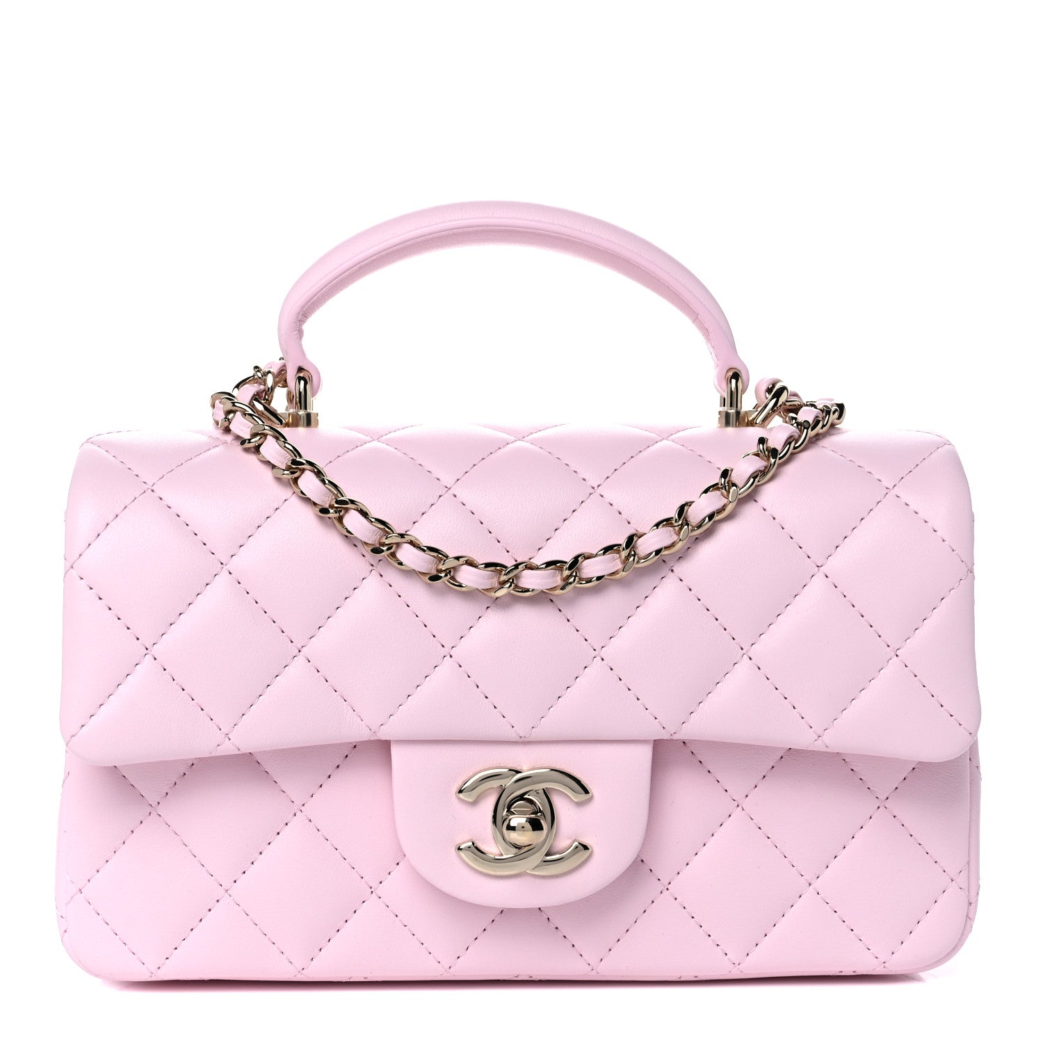 Chanel Lambskin Quilted Mini Top Handle Rectangular Flap Light Pink 1 of 10