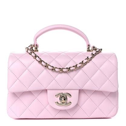 Chanel Lambskin Quilted Mini Top Handle Rectangular Flap Light Pink 1 of 10