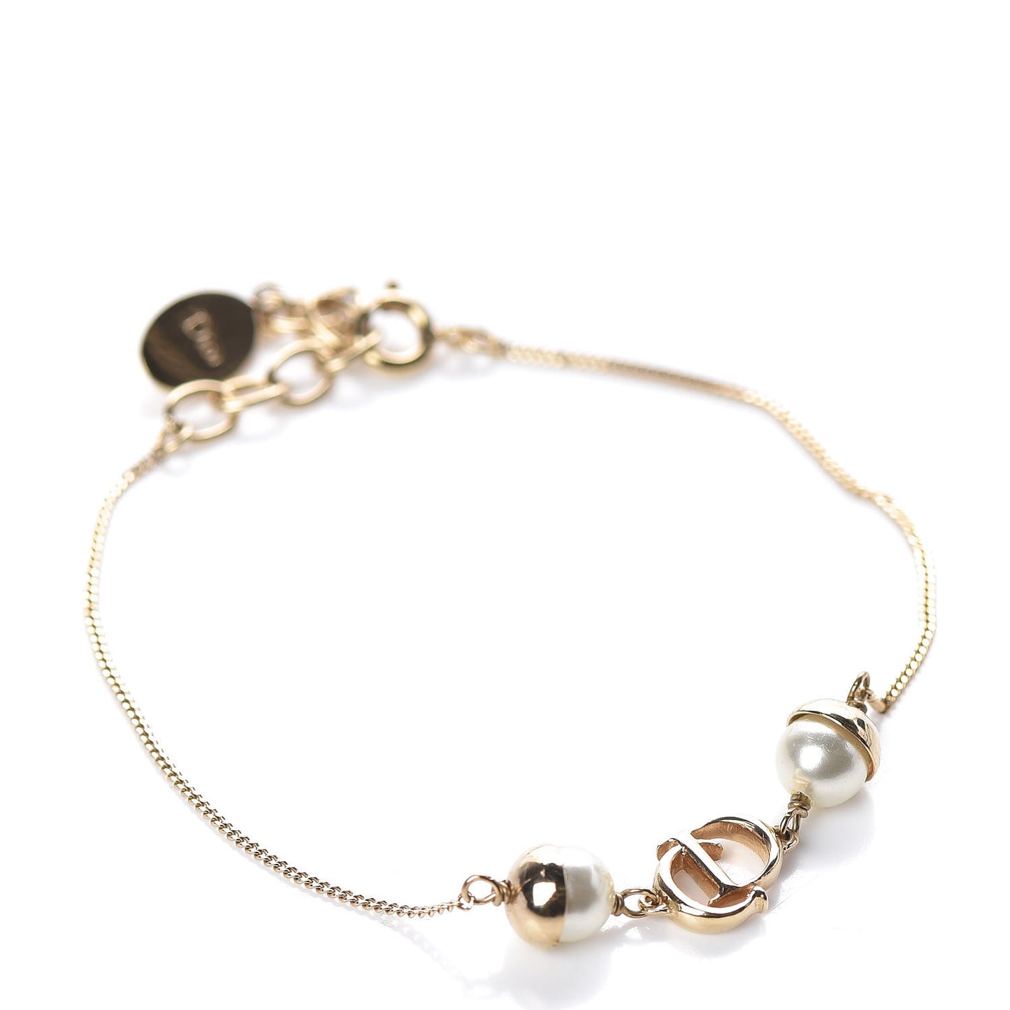 Pearl CD Logo Bracelet Gold
