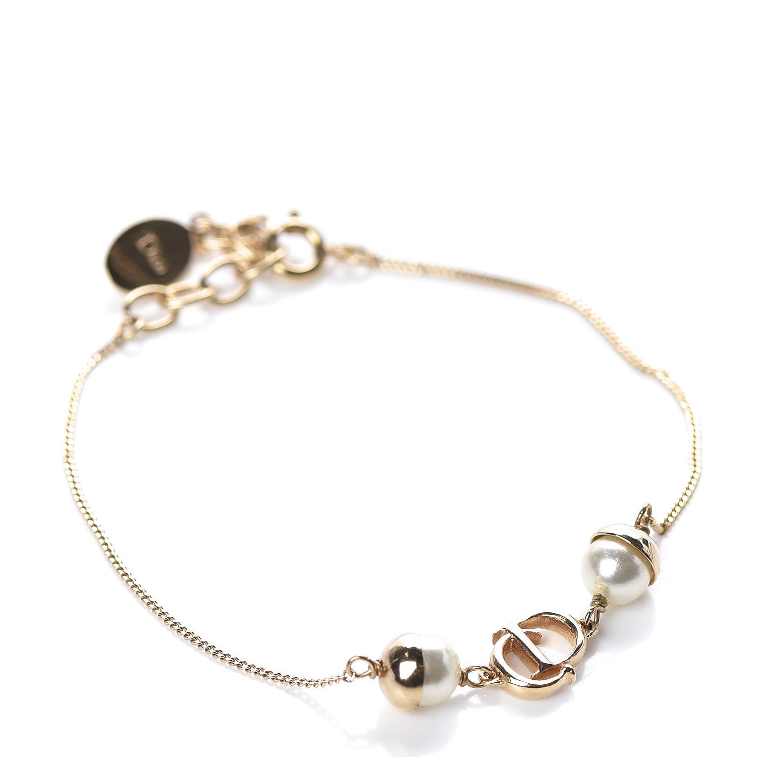 Christian Dior Pearl CD Logo Bracelet Gold 1 of 6
