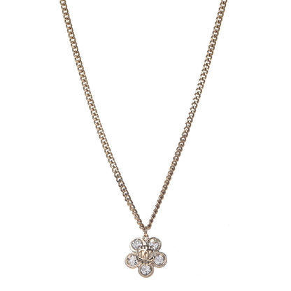 Chanel Crystal CC Flower Pendant Necklace Gold 1 of 7