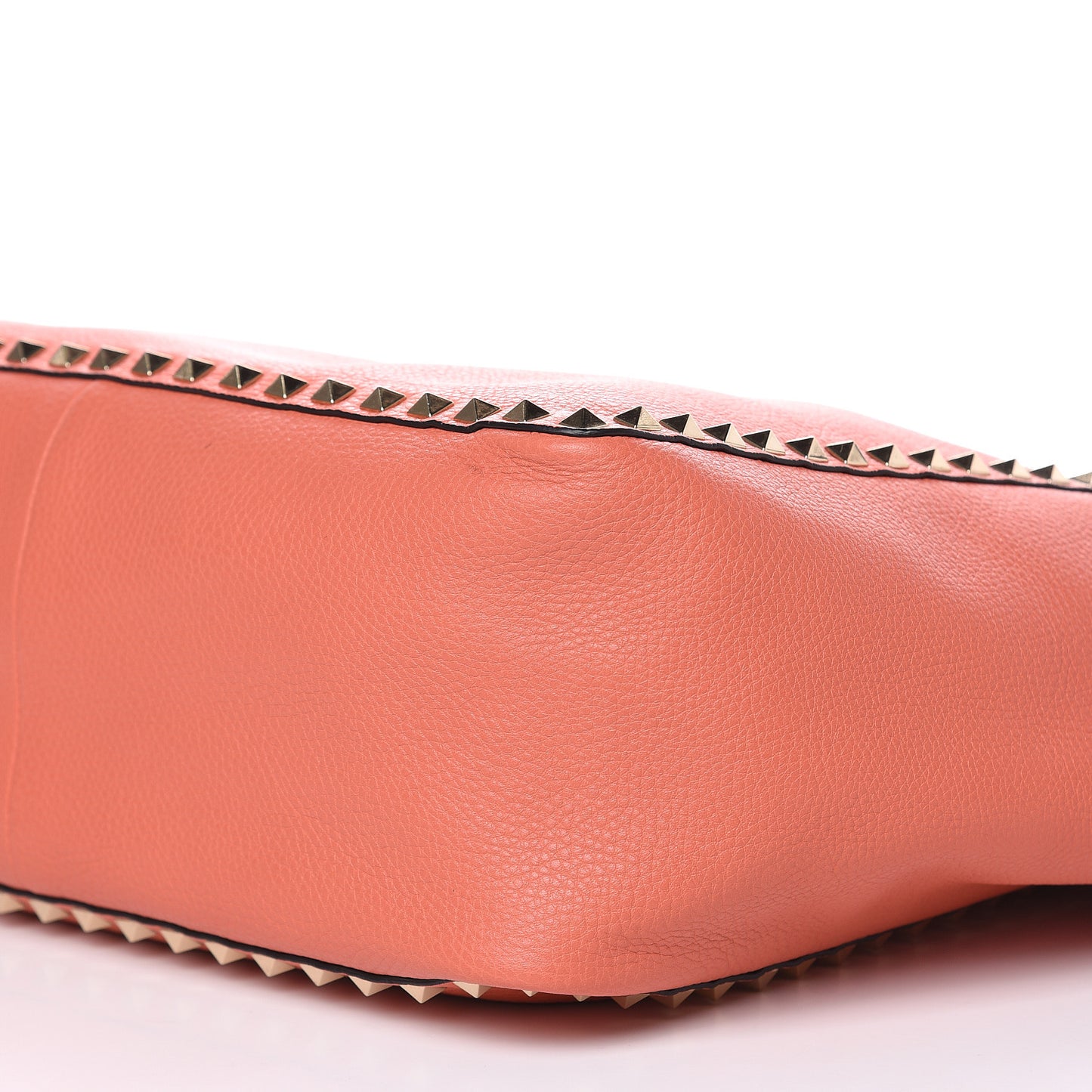 Pebbled Calfskin Medium Rockstud Reversible Tote Light Cuir Coral