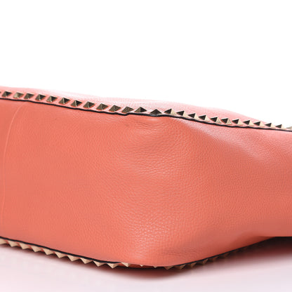 Valentino Garavani Pebbled Calfskin Medium Rockstud Reversible Tote Light Cuir Coral 12 of 18