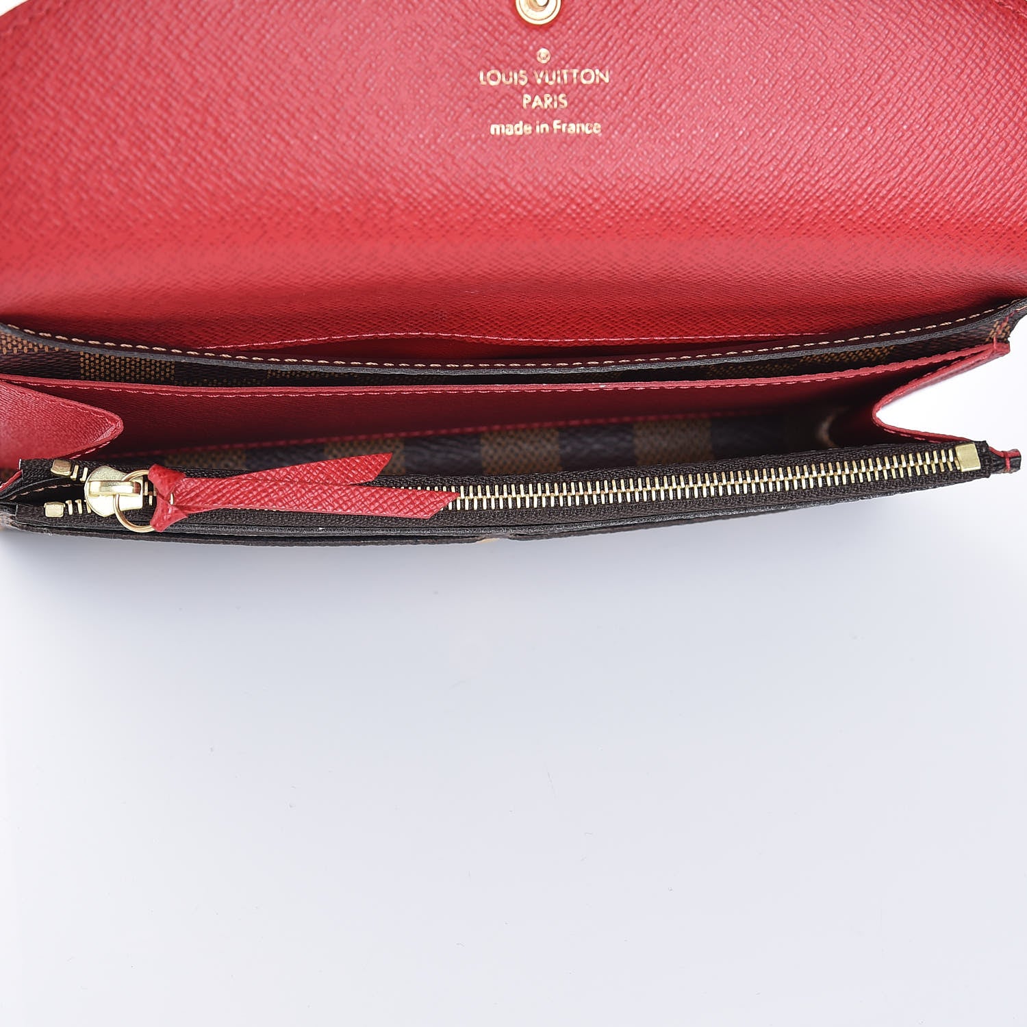 Louis Vuitton Damier Ebene Emilie Wallet Red 5 of 8