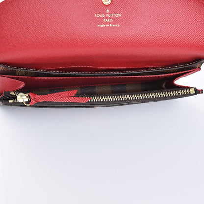 Louis Vuitton Damier Ebene Emilie Wallet Red 5 of 8