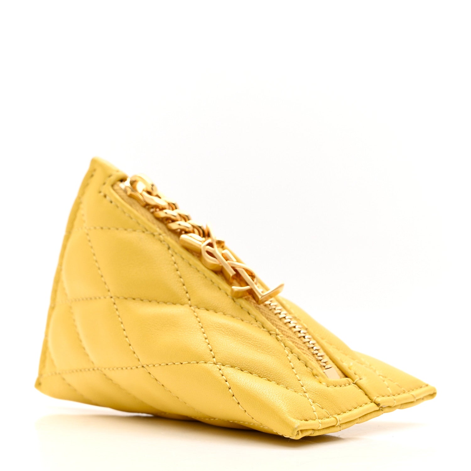 Saint Laurent Quilted Lambskin Berlingo Bag Charm Sunflower 3 of 4