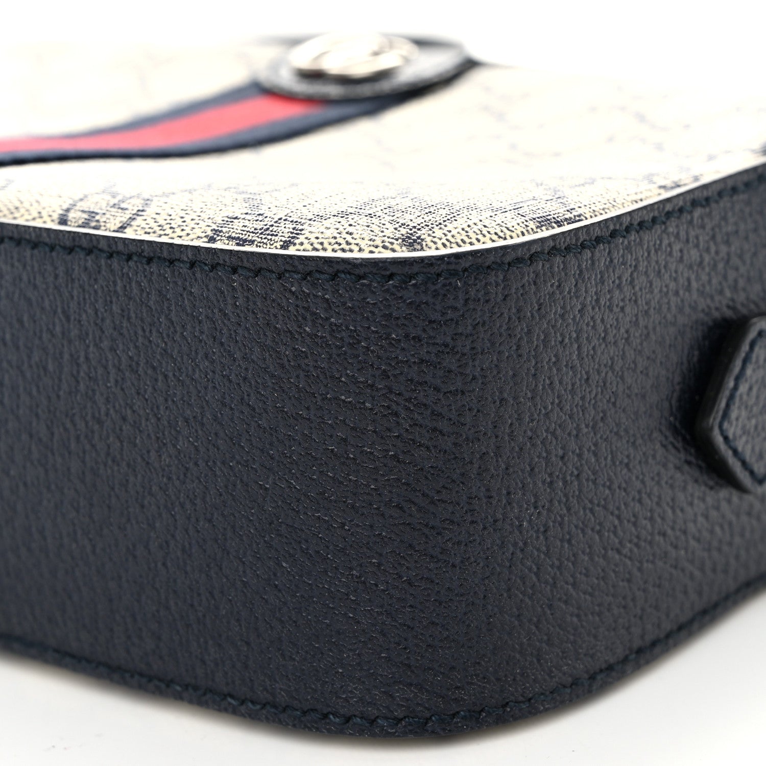 Gucci GG Supreme Monogram Textured Dollar Calfskin Web Small Ophidia Camera Bag Beige Blue 10 of 12