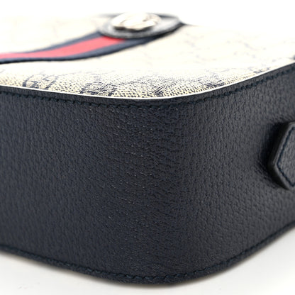 Gucci GG Supreme Monogram Textured Dollar Calfskin Web Small Ophidia Camera Bag Beige Blue 10 of 12