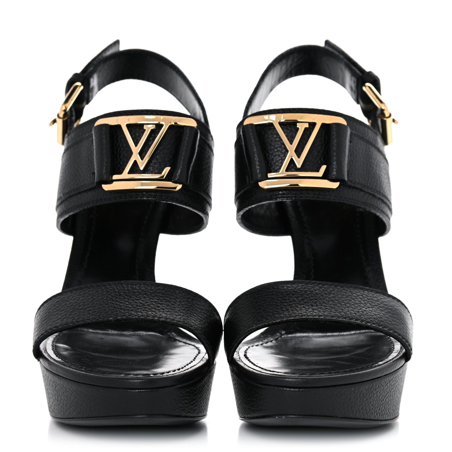 Grained Calfskin Horizon Sandals 37 Black