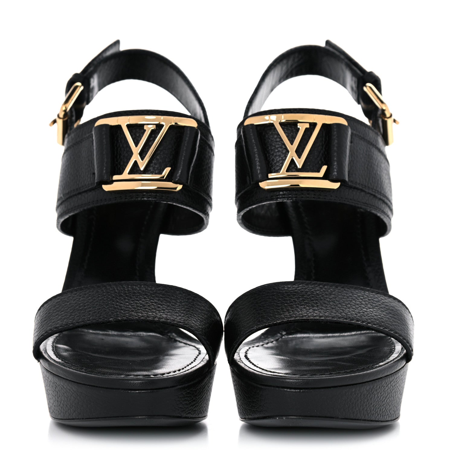 Louis Vuitton Grained Calfskin Horizon Sandals 37 Black 2 of 11