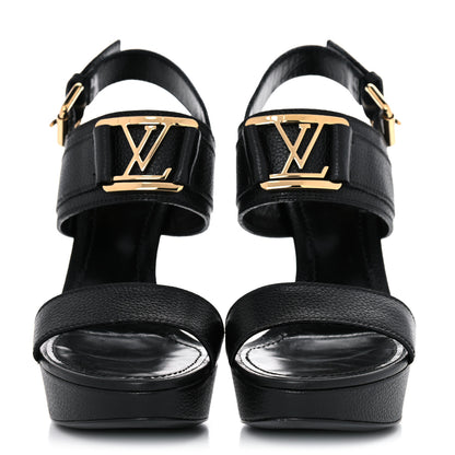 Louis Vuitton Grained Calfskin Horizon Sandals 37 Black 2 of 11