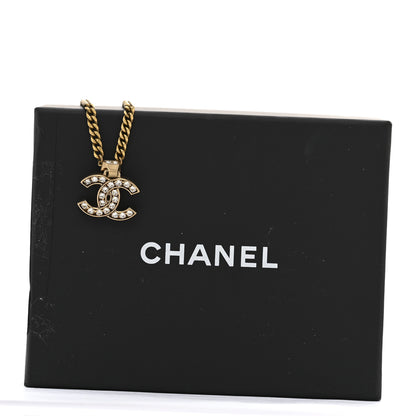 Chanel Crystal CC Pendant Necklace Gold 7 of 7