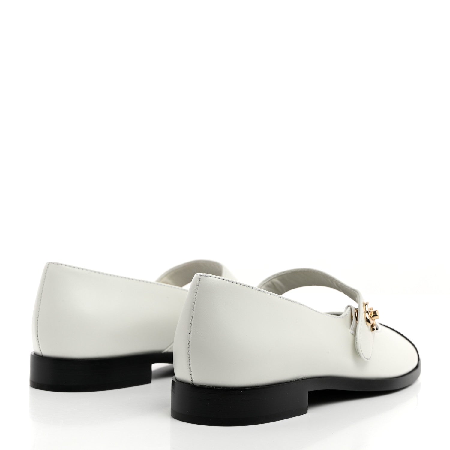 Chanel Calfskin Patent Mary Janes Flats 36 White Black 4 of 10