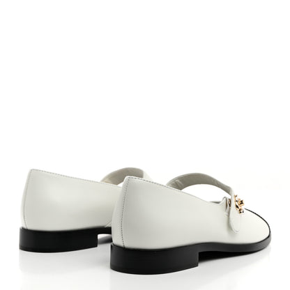 Chanel Calfskin Patent Mary Janes Flats 36 White Black 4 of 10