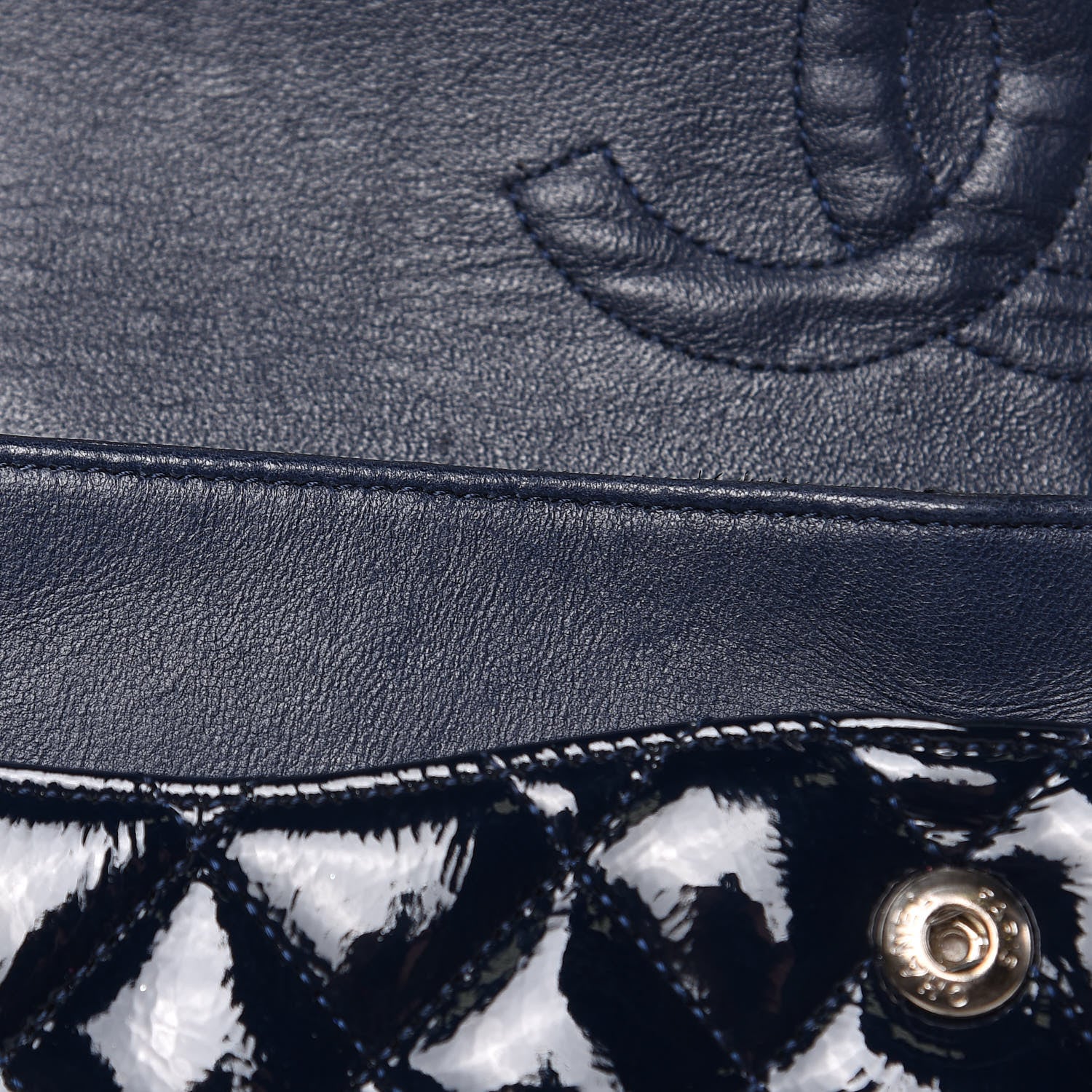 Chanel Patent Quilted Medium Double Flap Navy Blue 12 of 13