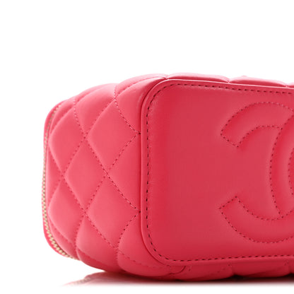 Chanel Lambskin Quilted Baguette Crystal Top Handle Vanity Case With Chain Fuchsia 9 of 12