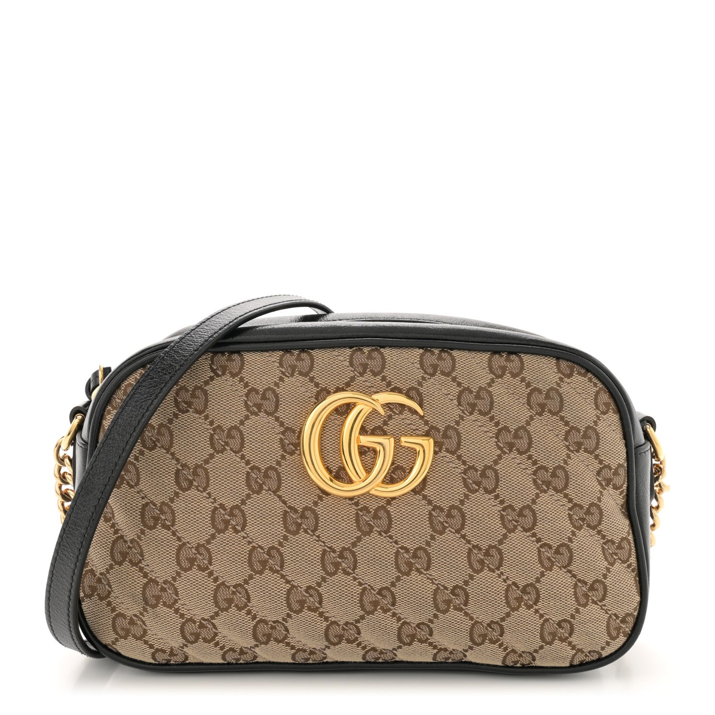 Monogram Matelasse Diagonal Small GG Marmont Chain Shoulder Bag Beige Black
