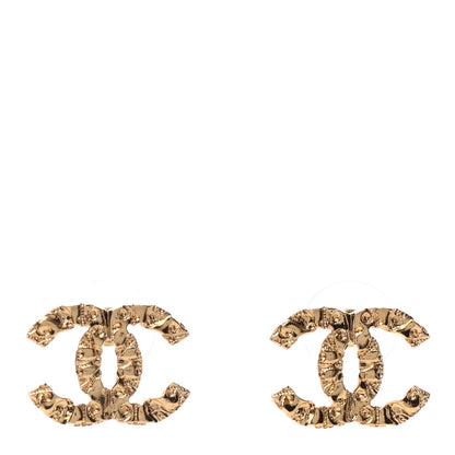 Chanel Metal Textured CC Earrings Gold 1 of 4