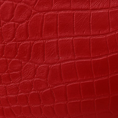 Saint Laurent Calfskin Crocodile Embossed Small Sac de Jour Eros Red 17 of 20