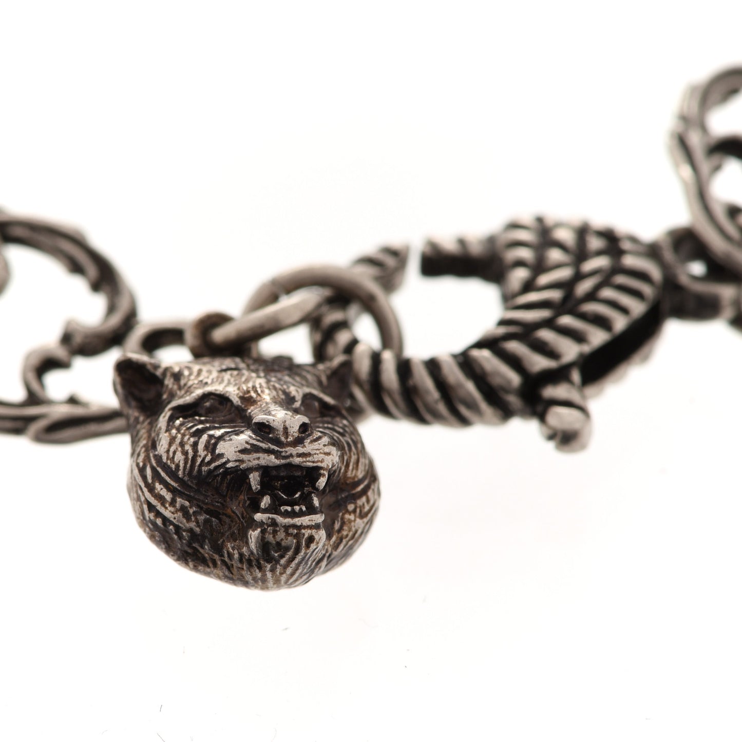Oxidized Palladium Crystal Double G Bracelet Silver